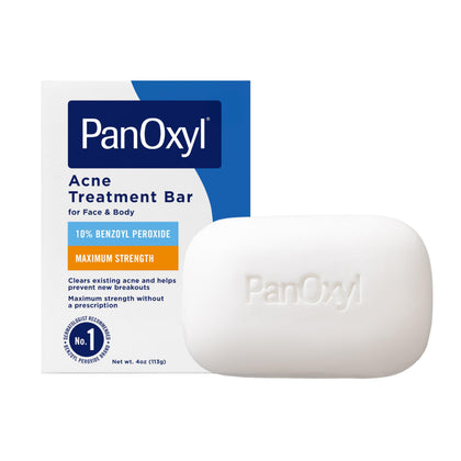 PanOxyl bar front packaging showing product and strength benefits