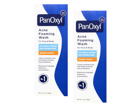 PanOxyl front packaging showing two 5.5 oz tubes and clear labeling benefit