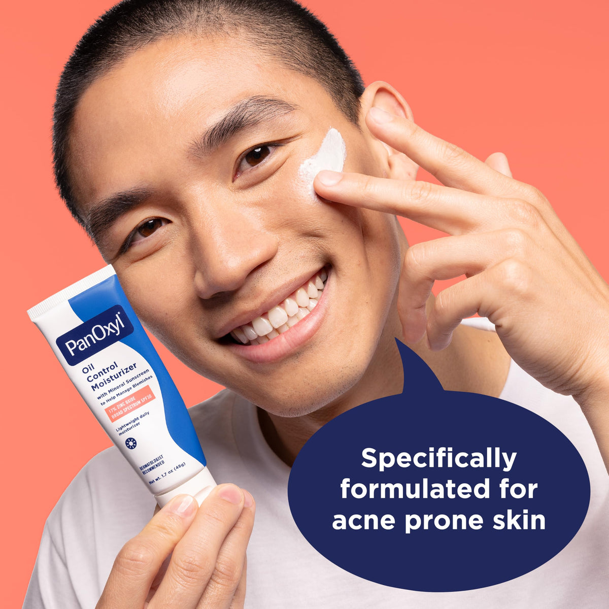 PanOxyl ingredient panel showing hyaluronic acid and antioxidant extracts for skin support