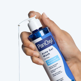 PanOxyl used in a sink scene illustrating face washing and clearer-looking skin