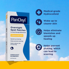 PanOxyl open box with clear patches visible for quick access benefit