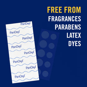 PanOxyl patch on cheek at bedside demonstrates overnight protection