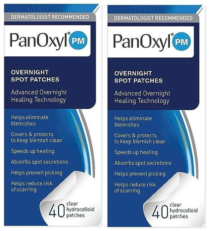 PanOxyl front packaging showing pack of two and 40 count benefits
