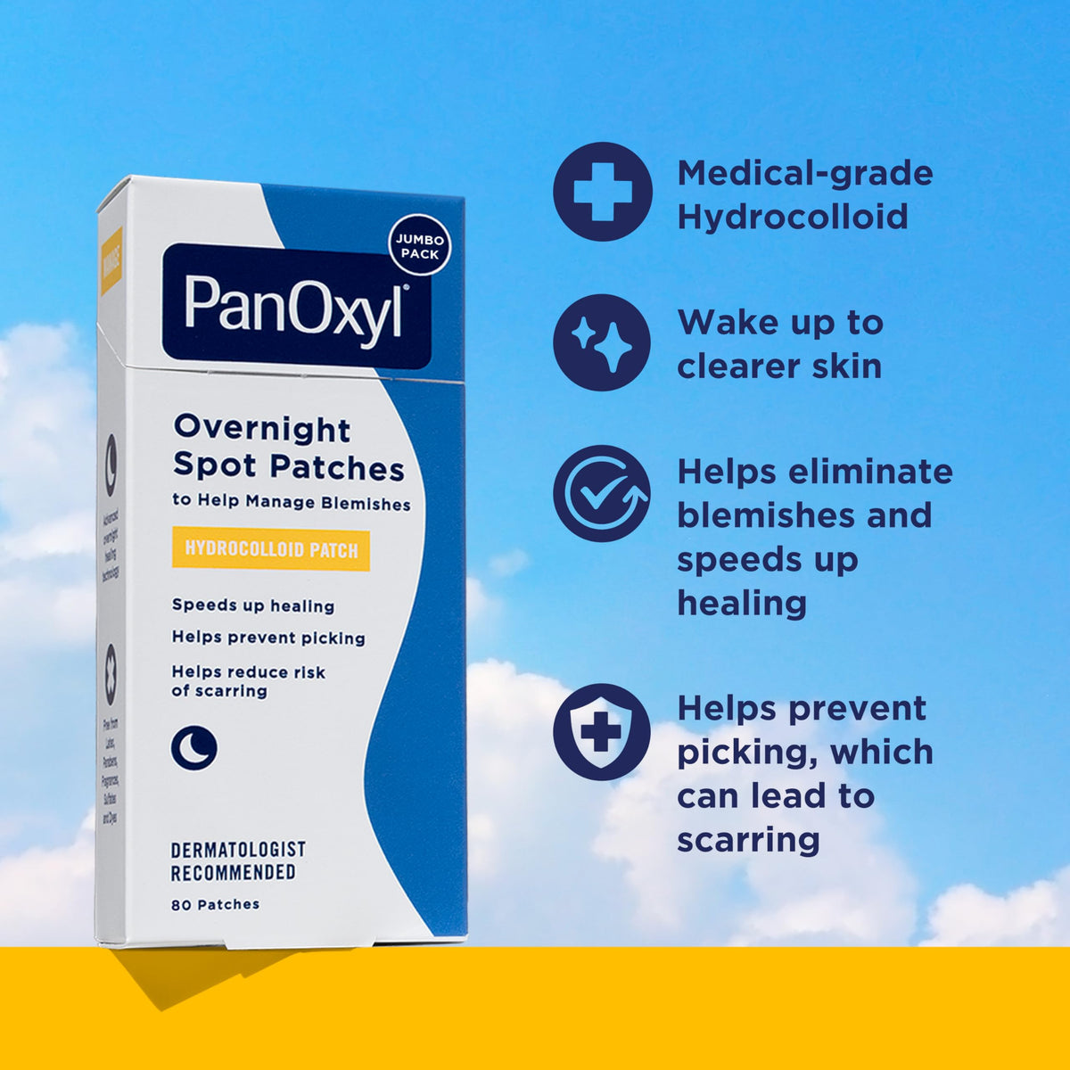 PanOxyl patch close-up texture highlighting thicker hydrocolloid absorbency