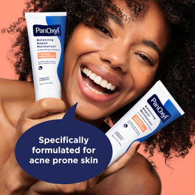 PanOxyl ingredient label detail highlighting niacinamide and ceramides
