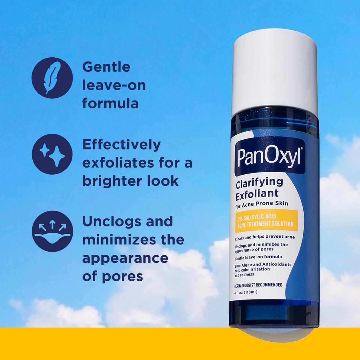 PanOxyl clear liquid texture close-up highlighting lightweight absorption and smooth finish