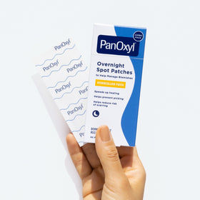 PanOxyl patches in two sizes displayed for size selection benefit