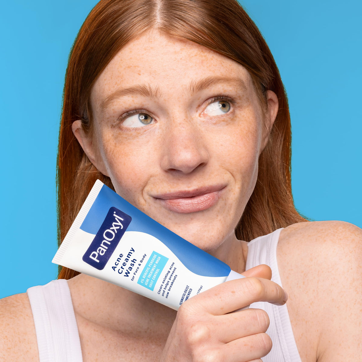 Detailed PanOxyl product label close-up showing active benzoyl peroxide strength