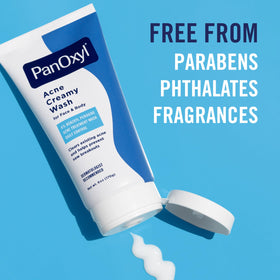 PanOxyl 6 ounce tube next to common items to show compact travel-friendly size