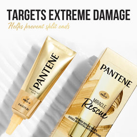 Pantene ampoule texture close-up displaying thick rescue formula for repair