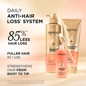 Pantene B5 Complex shampoo pump close-up for gentle cleansing benefit