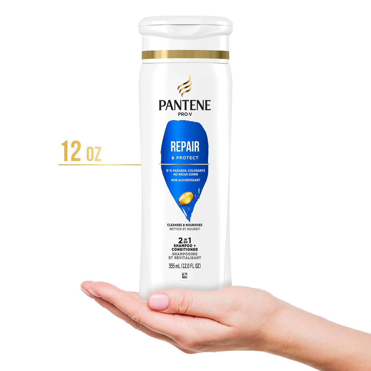 Pantene back label with ingredients and directions for easy use