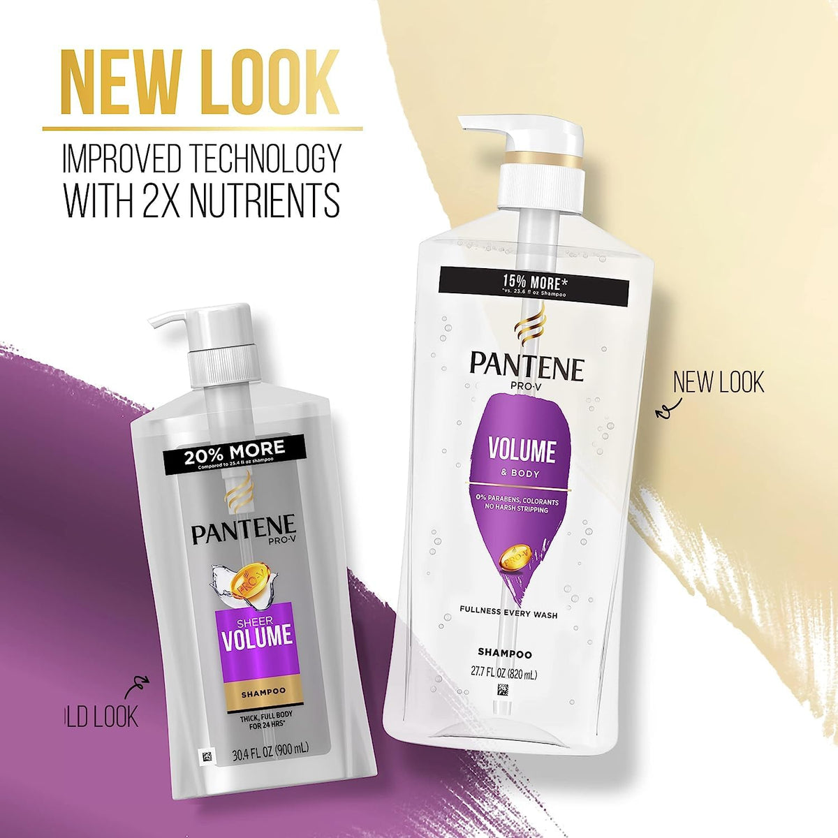 Pantene before and after hair comparison showing added volume
