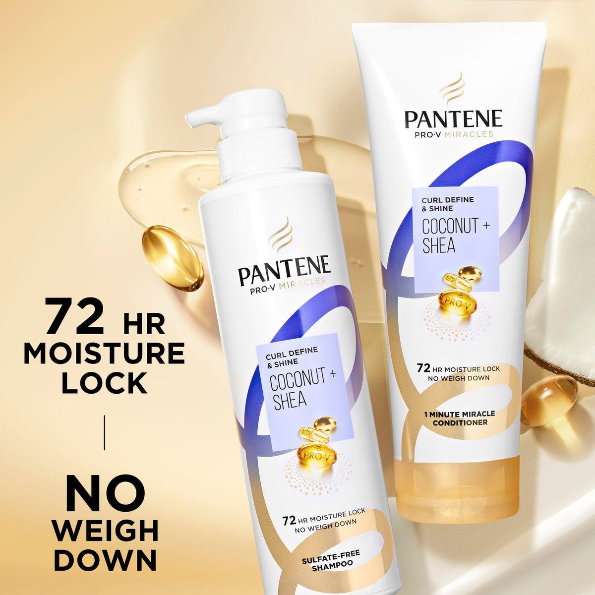 pantene Pro‑V before and after curls illustrating improved definition