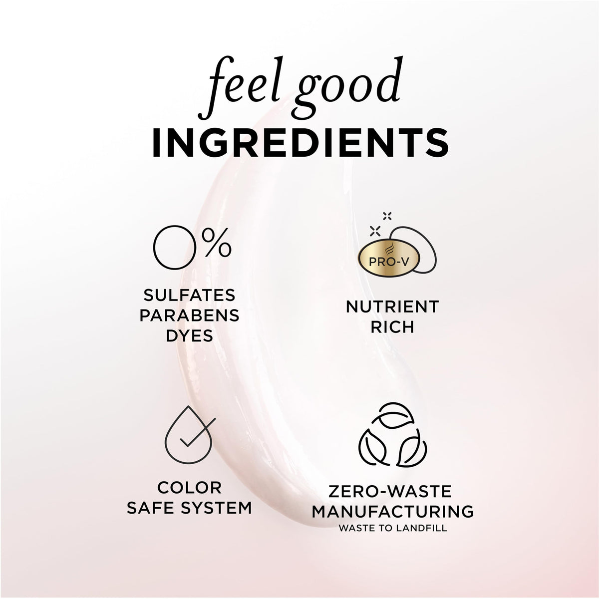 Pantene back label showing ingredients and color-safe reassurance