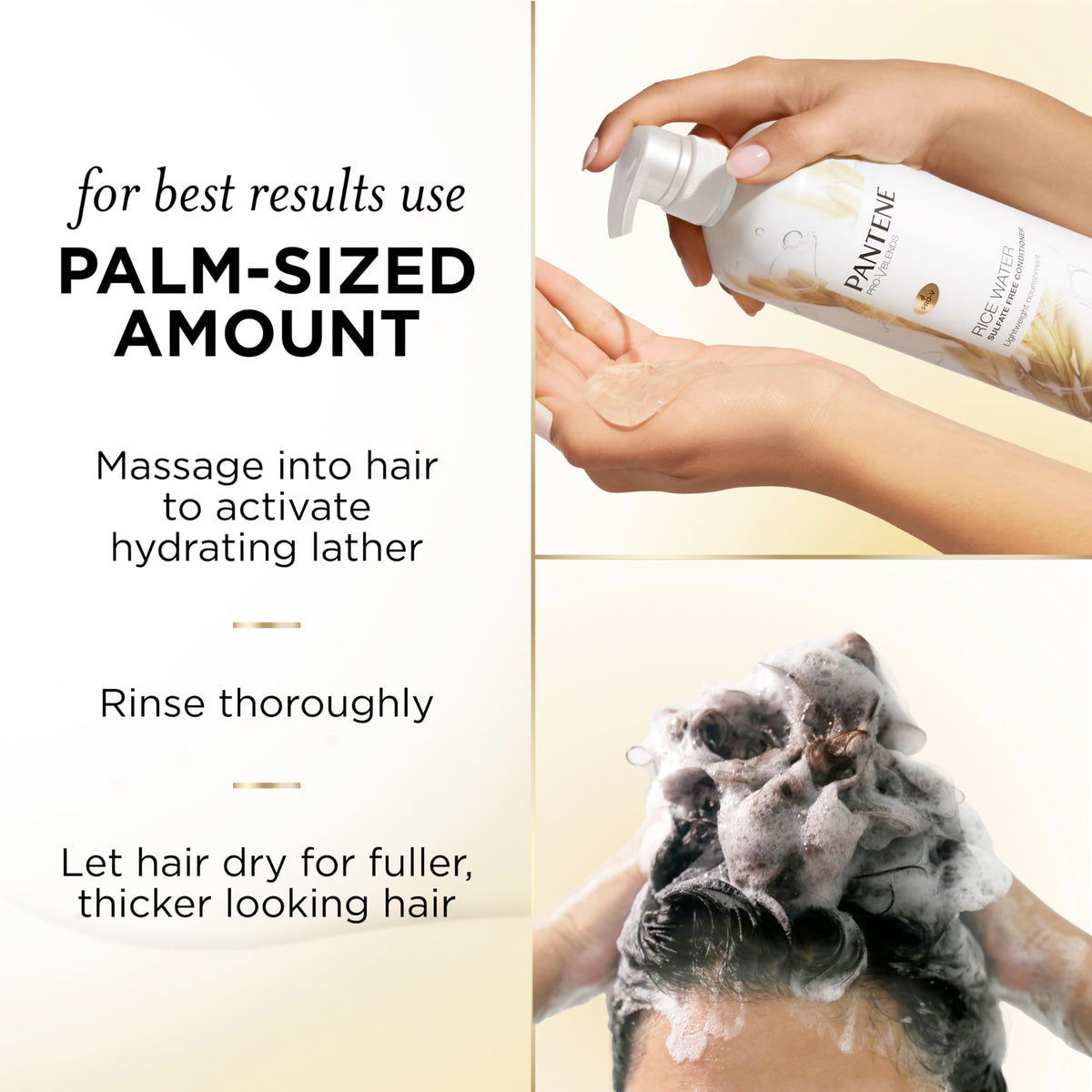 Pantene bottle on bath shelf suggesting daily routine convenience benefit