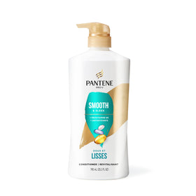 Pantene bottle on bathroom shelf implying daily routine convenience