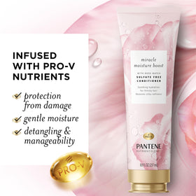 Pantene bottle side close-up showing creamy texture and product clarity