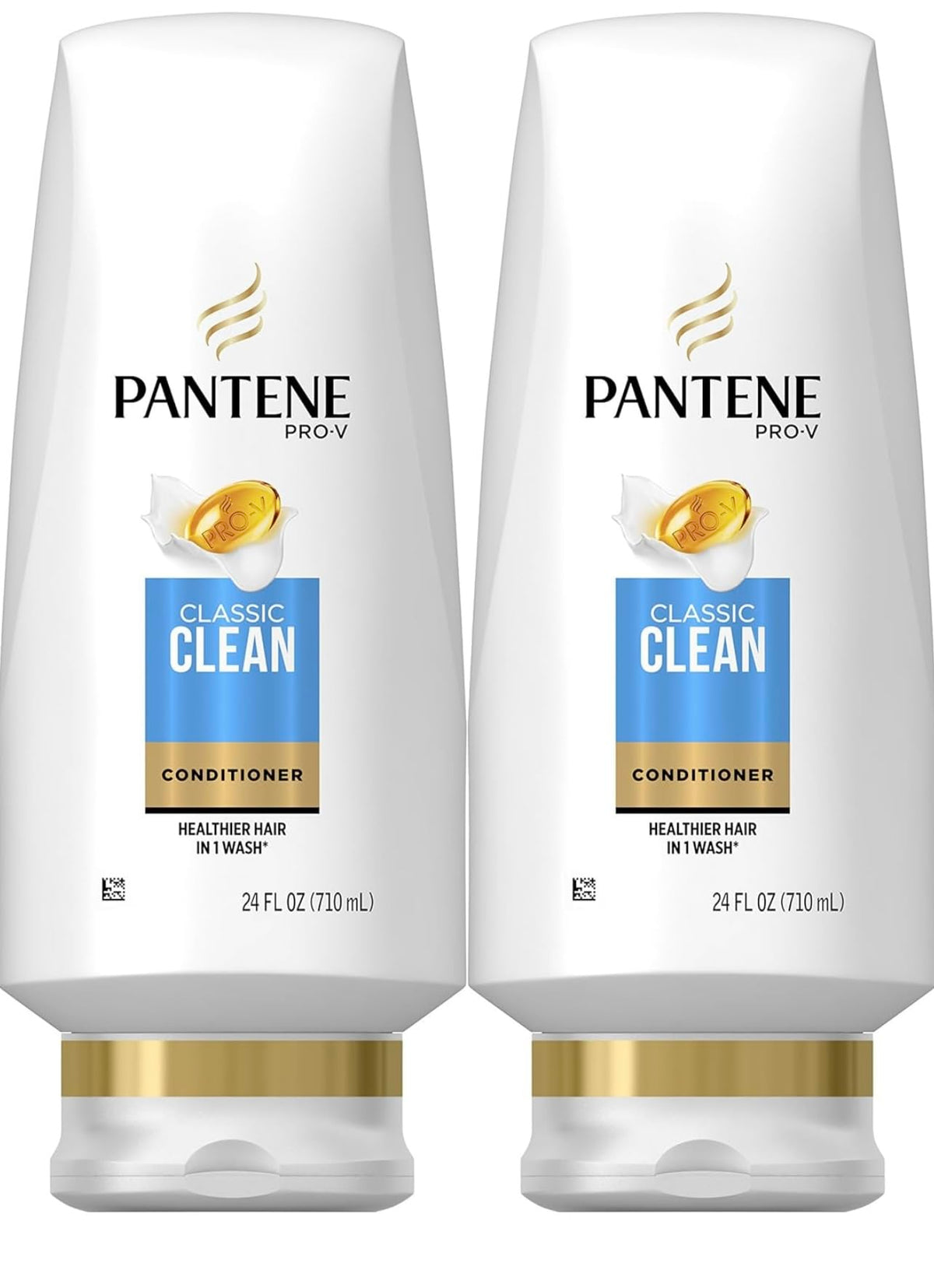 Pantene front-packaging twin pack showing two 24 fl oz bottles and label benefits