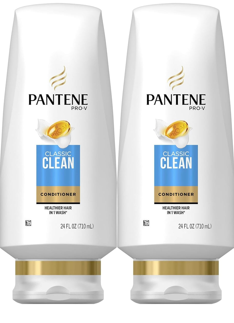 Pantene front-packaging twin pack showing two 24 fl oz bottles and label benefits