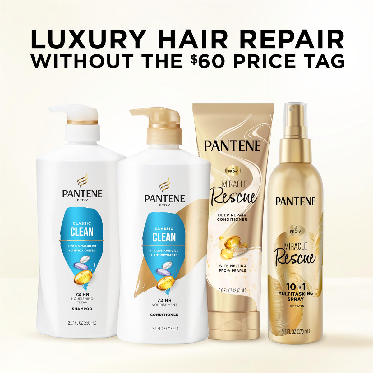 Pantene classic clean conditioner applied in shower illustrating simple in-shower use