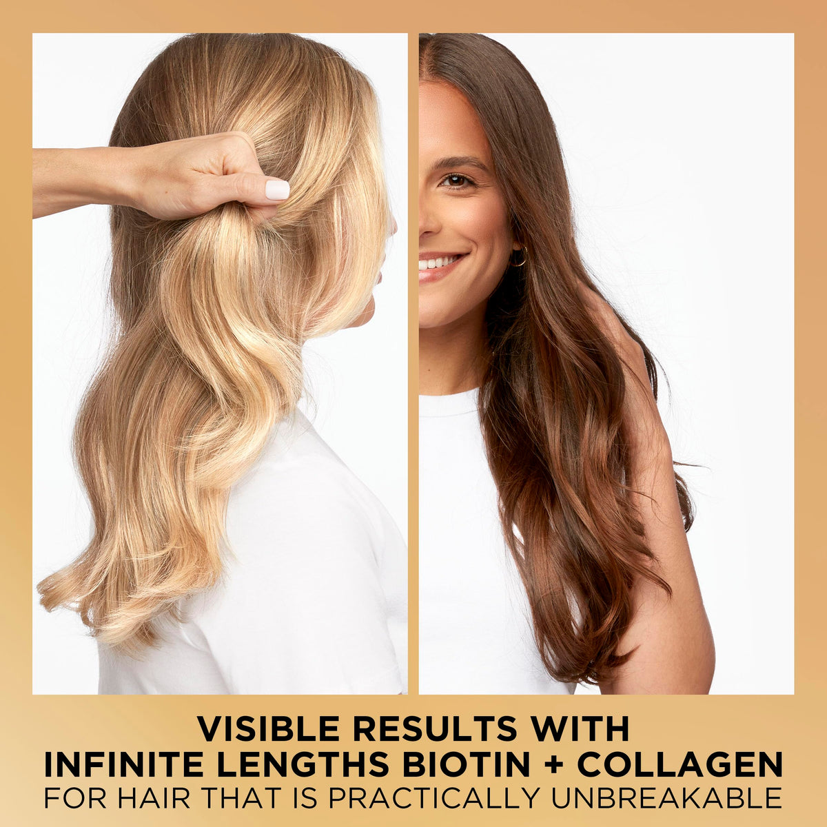 Pantene ingredients label close-up highlighting biotin and collagen benefit