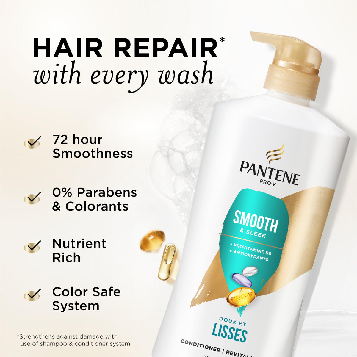 Pantene conditioner cream texture close-up showing nourishing Pro-V nutrients