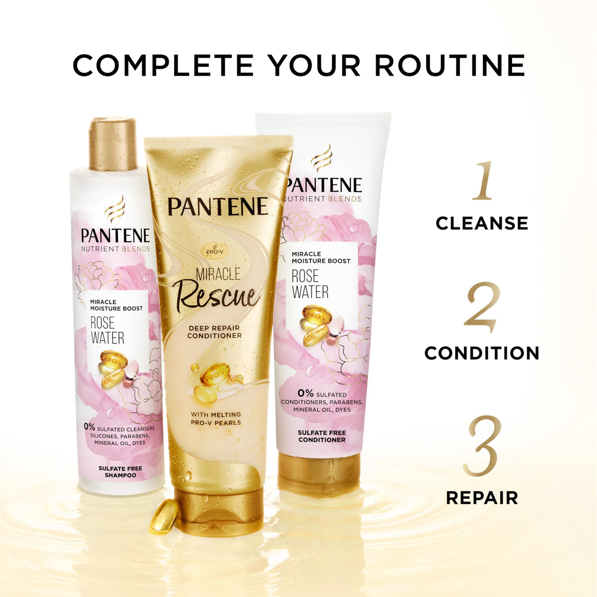 Pantene conditioner applied to hair ends improving detangling