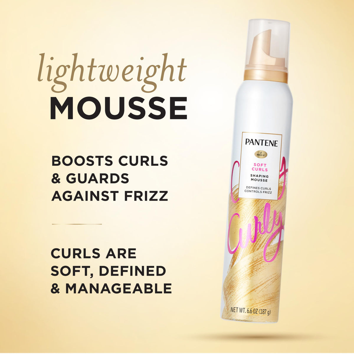 Pantene curl mousse aerosol nozzle closeup for precise application