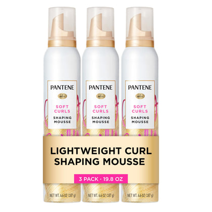 Pantene curl mousse front packaging shows product and benefits