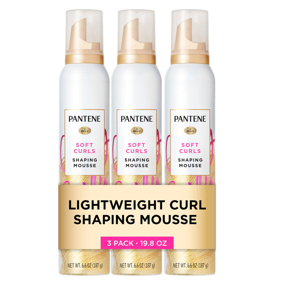 Pantene curl mousse front packaging shows product and benefits