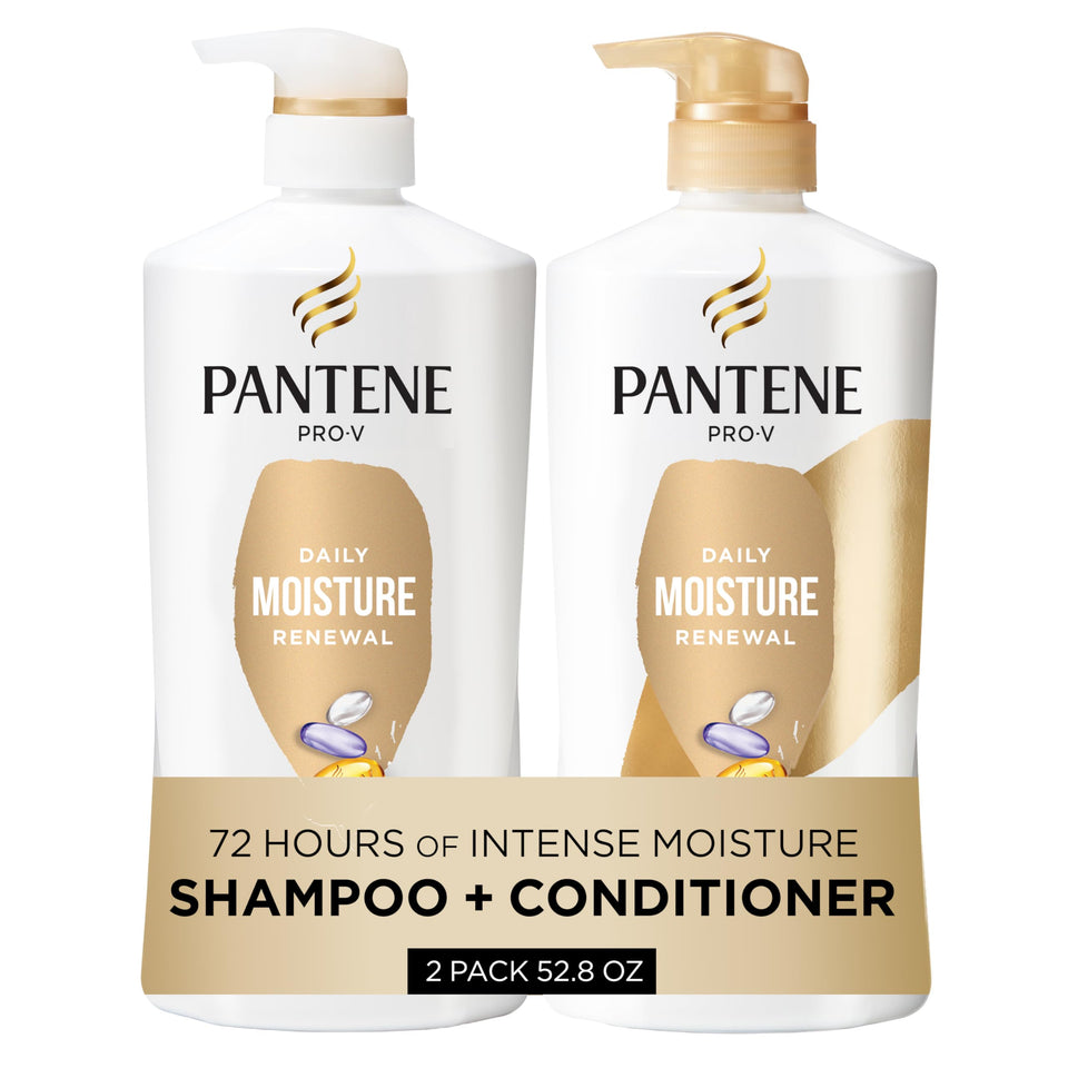 Pantene front packaging showing duo and rescue shot, clear product benefits