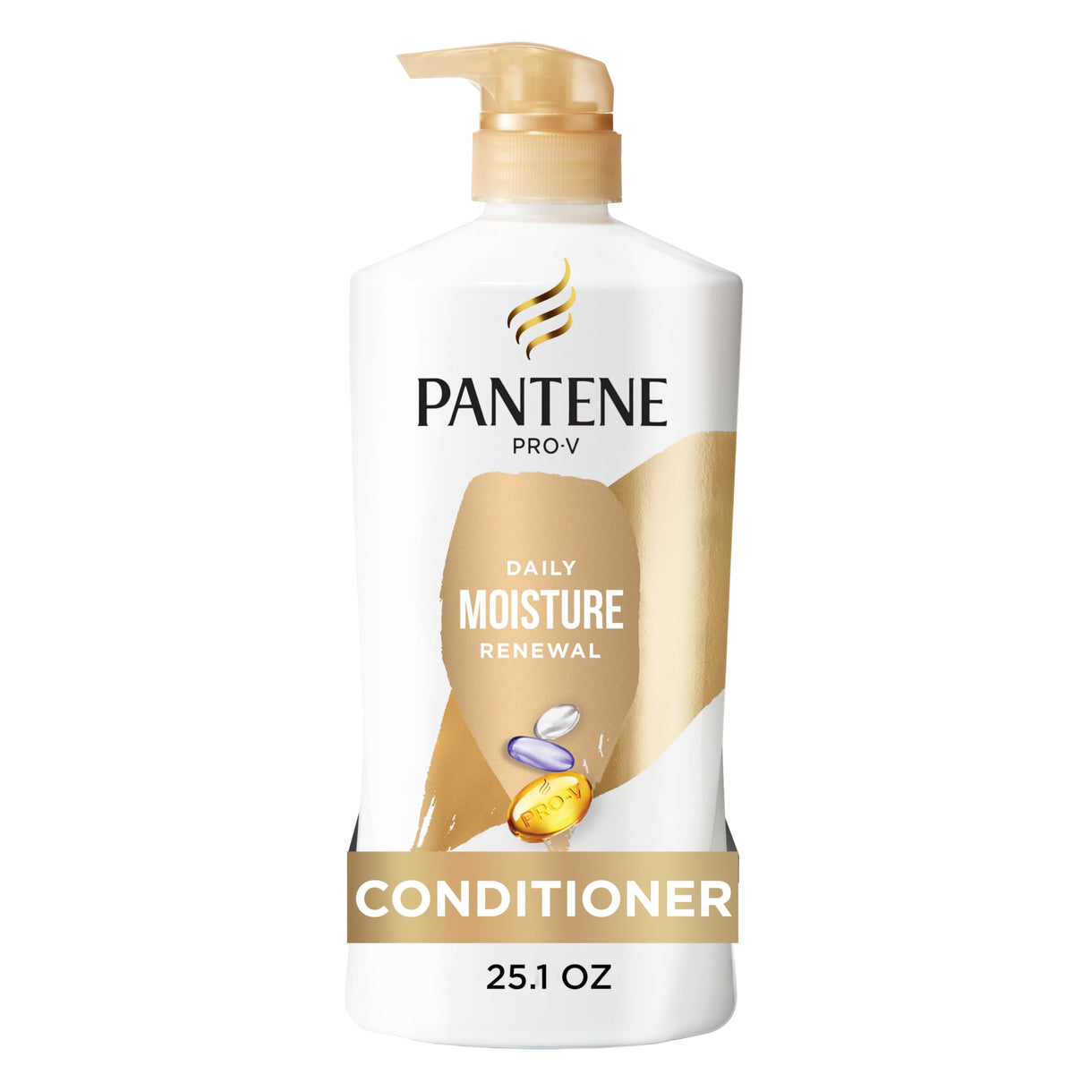 Pantene front packaging 25.1 fl oz showing bottle and label benefits
