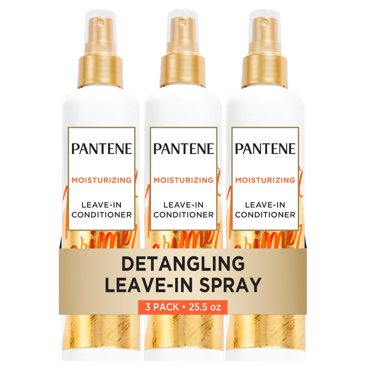 Pantene bottle front packaging showing detangler and shine benefits