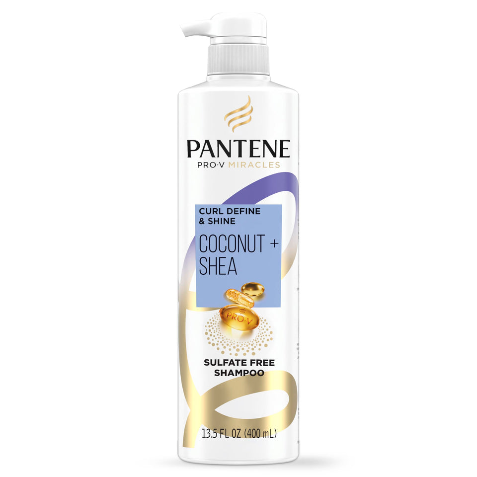 pantene Pro‑V front bottle showing Miracles Curl Define & Shine benefit