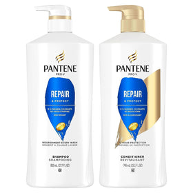Pantene front packaging of repair & protect set showing full kit and benefits