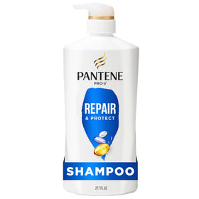 Pantene front packaging showing Repair & Protect bottle and brand benefits
