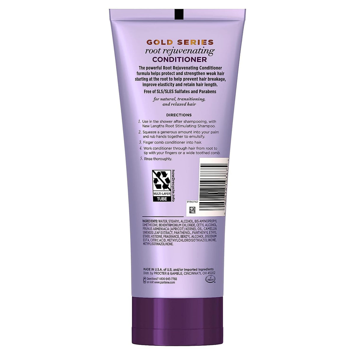 Pantene Gold Series back label close-up showing ingredients and usage instructions
