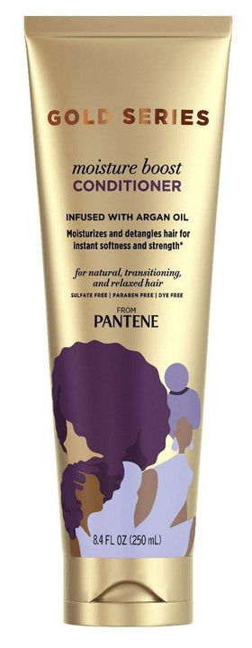Pantene Gold Series conditioner in bathroom being applied to wet hair demonstrating detangling