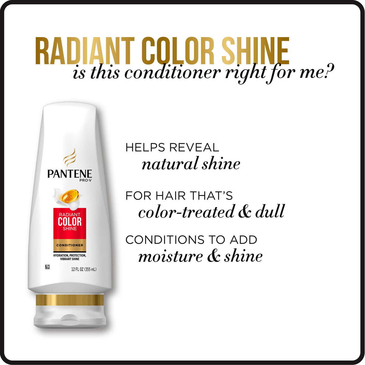 Pantene before-and-after hair showing increased shine and smoother-looking color benefit