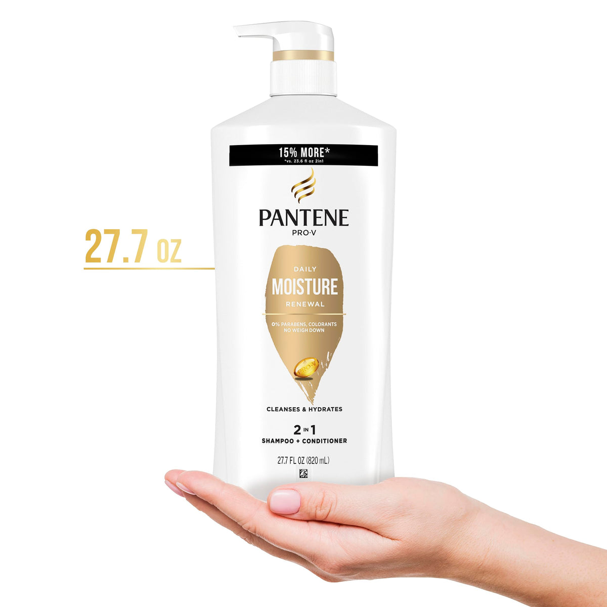 Pantene being applied in the shower to wet hair for convenient one-step care