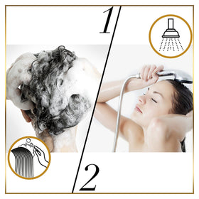 Pantene in-shower use with water illustrating easy rinsing