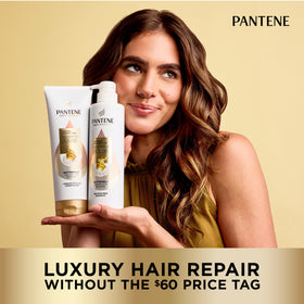Pantene in-shower use showing hair being massaged for improved manageability benefit
