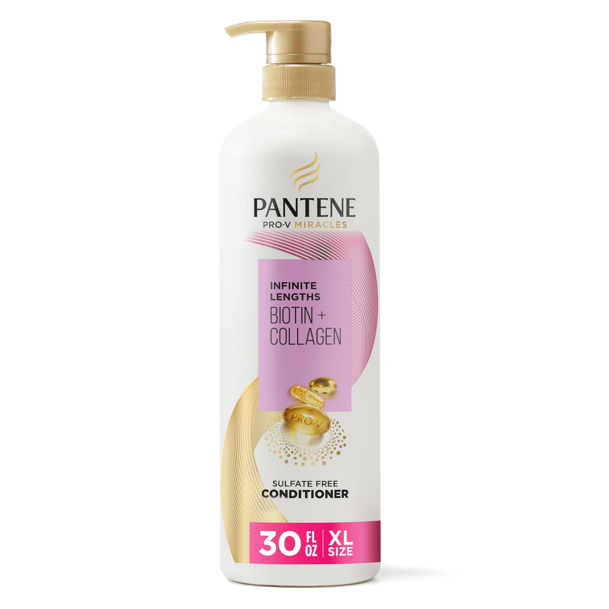Pantene Infinite Lengths front bottle showing brand and size, communicates value
