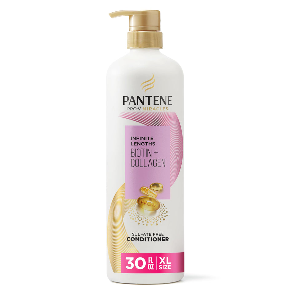 Pantene Infinite Lengths front bottle showing brand and size, communicates value