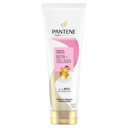 Pantene bottle front view showing Infinite Lengths branding and size benefit
