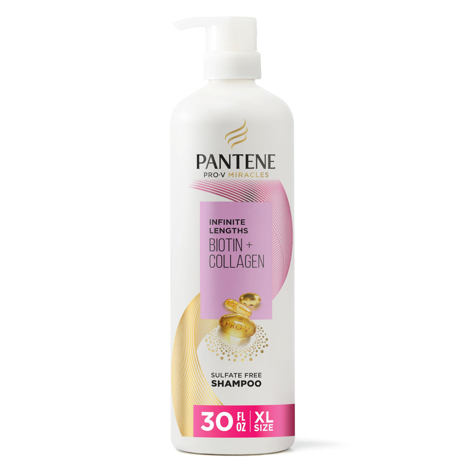 Pantene Infinite Lengths front packaging showing bottle and label, brand visible benefit