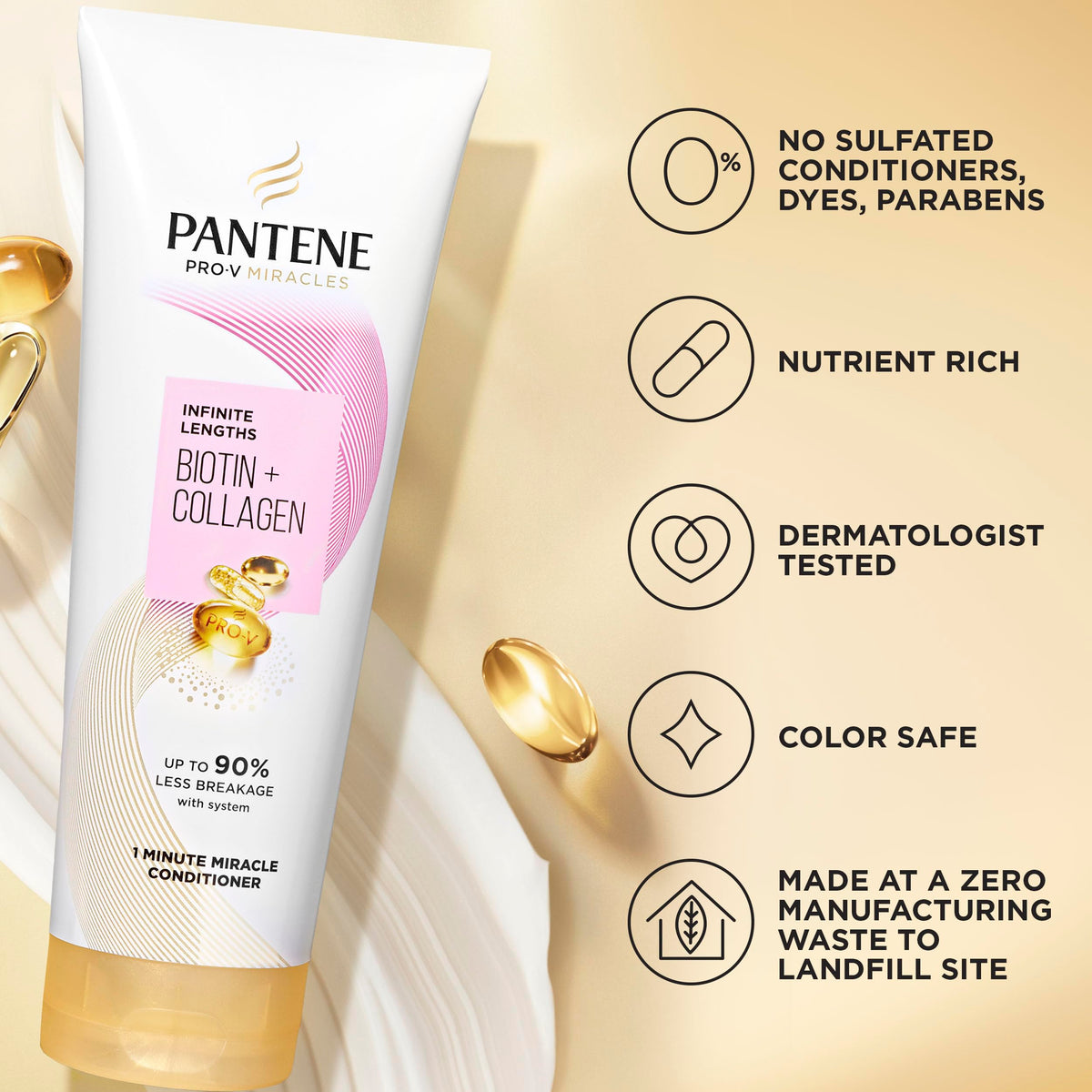 Model applying Pantene Infinite Lengths in shower to reduce breakage and detangle