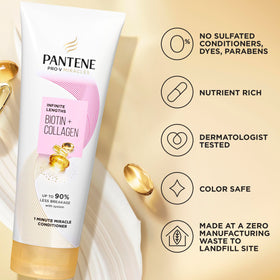 Model applying Pantene Infinite Lengths in shower to reduce breakage and detangle