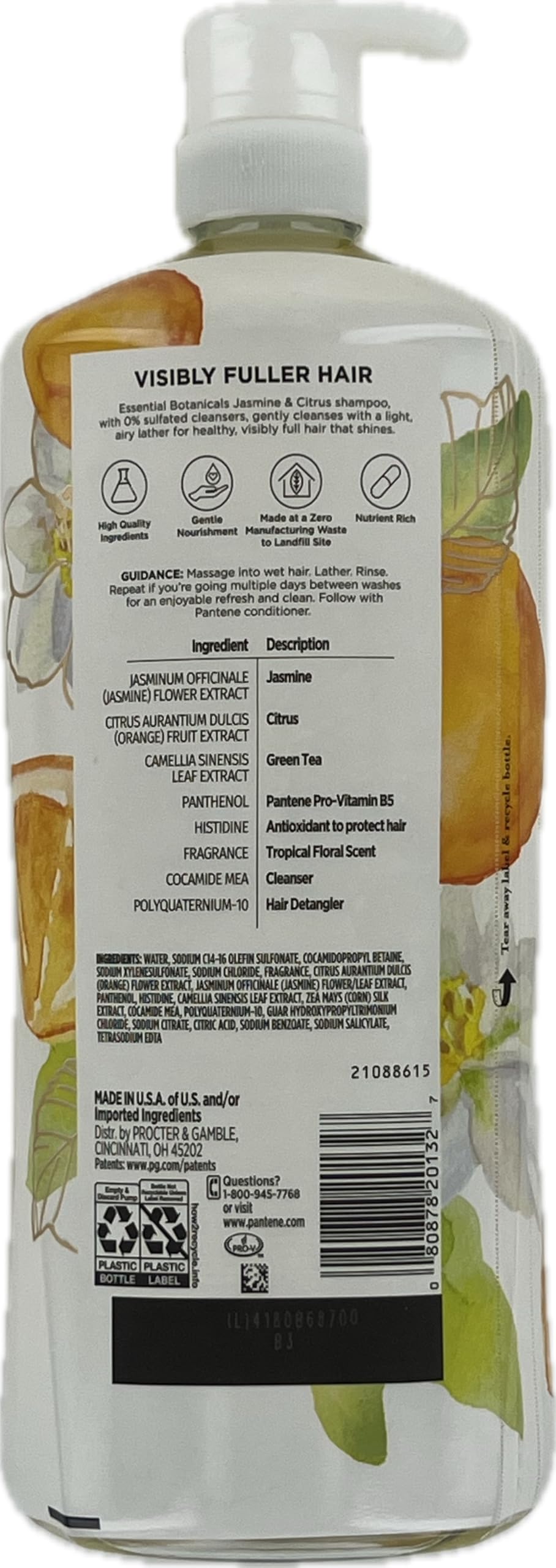 Pantene shampoo lather close-up demonstrating lightweight foam and gentle cleansing